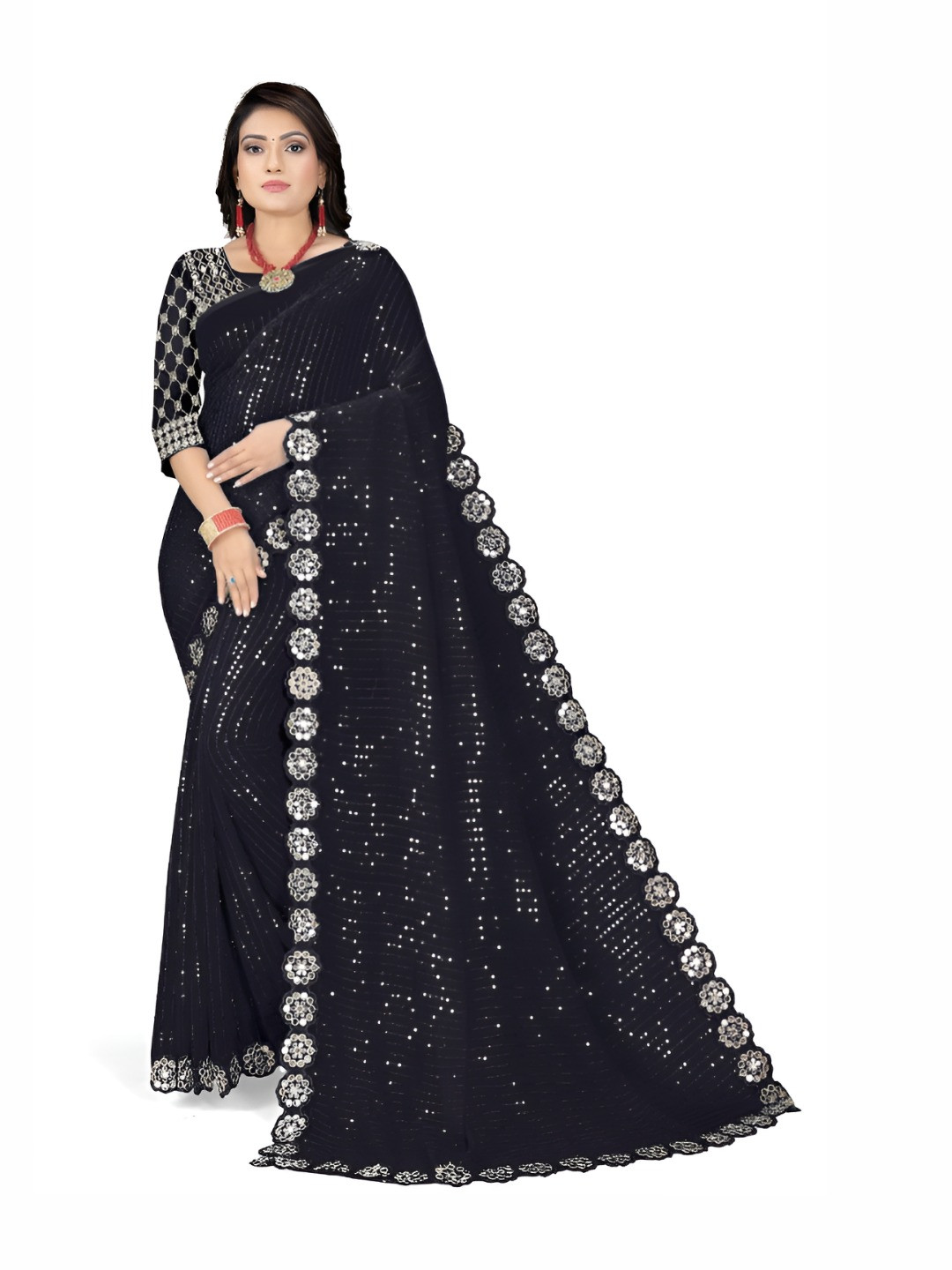 RK Creatio Ethnic Motifs Sequinned Saree
