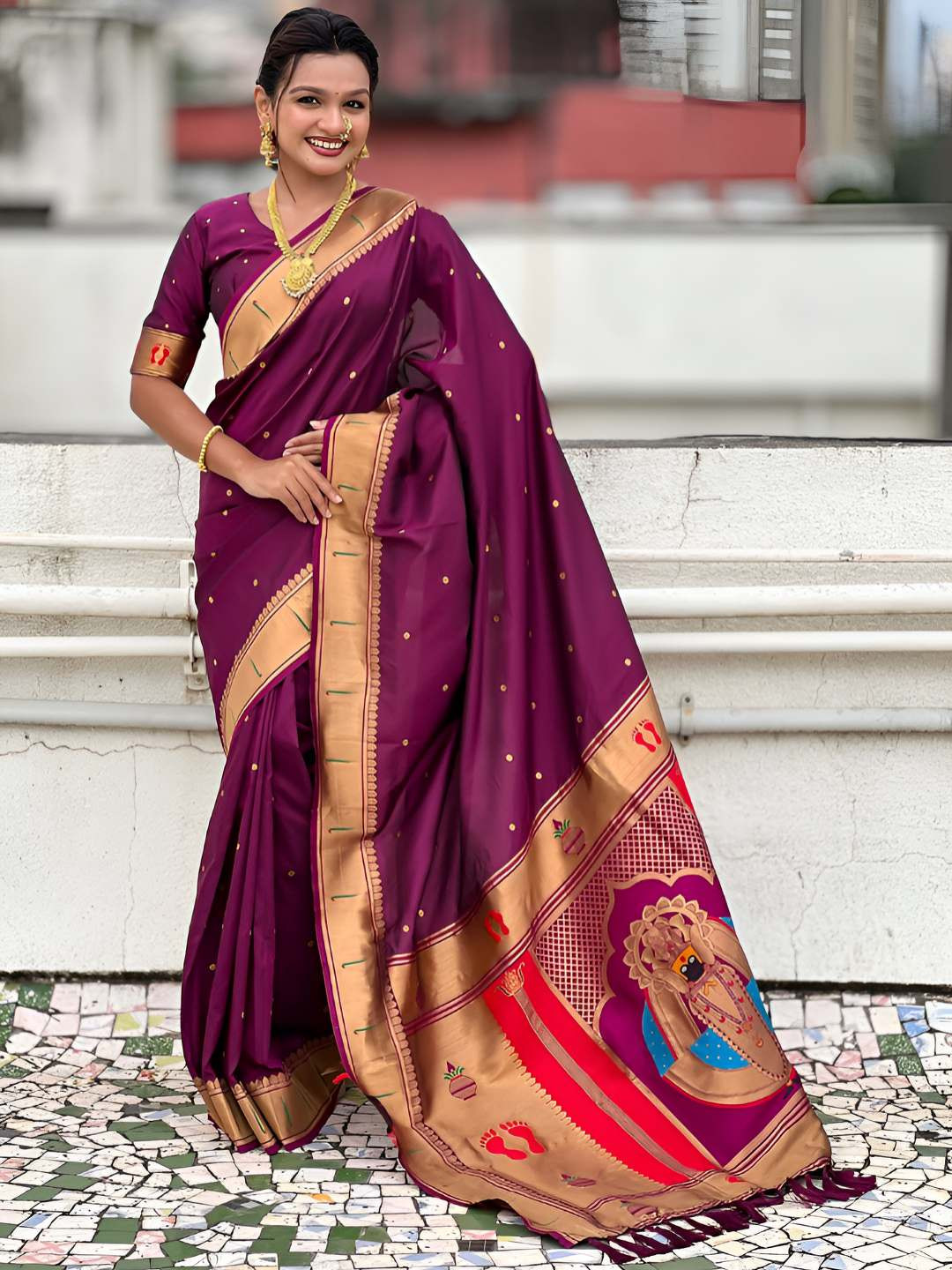 Nayanthara Trends Ethnic Motifs Handloom Paithani Saree