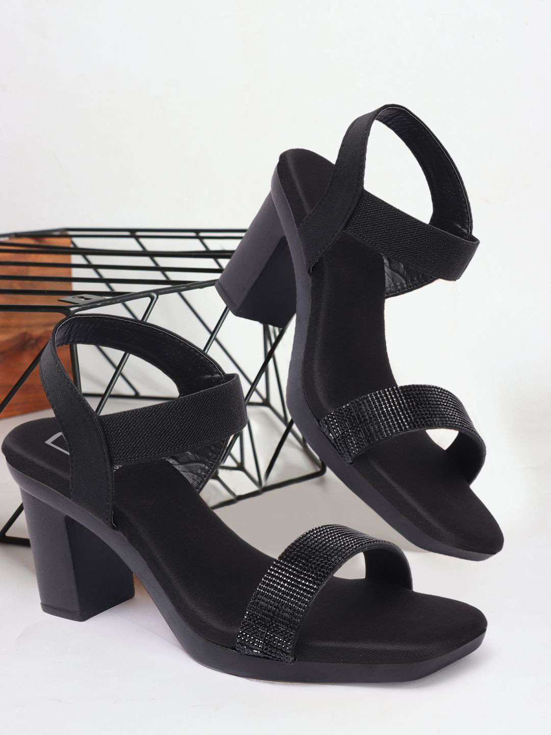 Be Found Embellished Block Peep Toes Heels