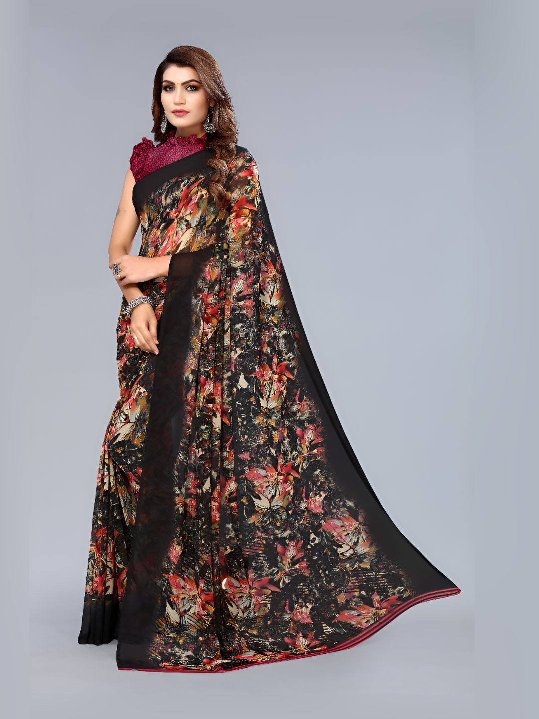MADHUR MILAN Printed Pure Georgette Saree