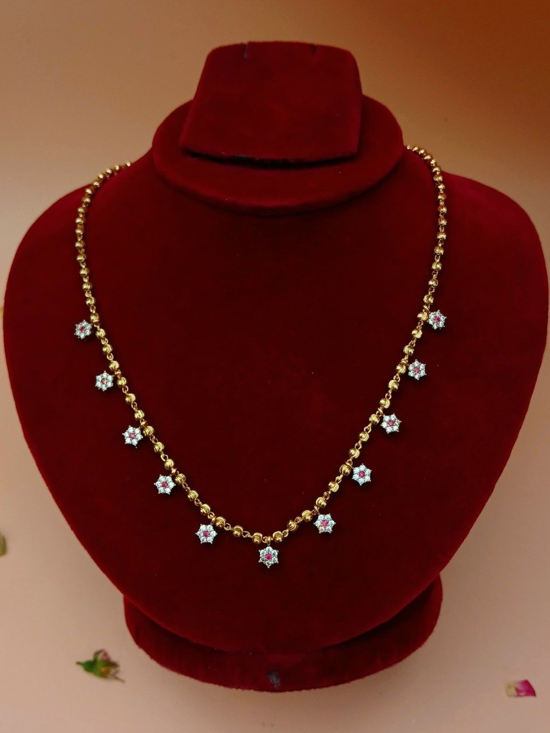 Sri devi pealrs & fashions Gold-Plated Cubic Zirconia Copper Necklace
