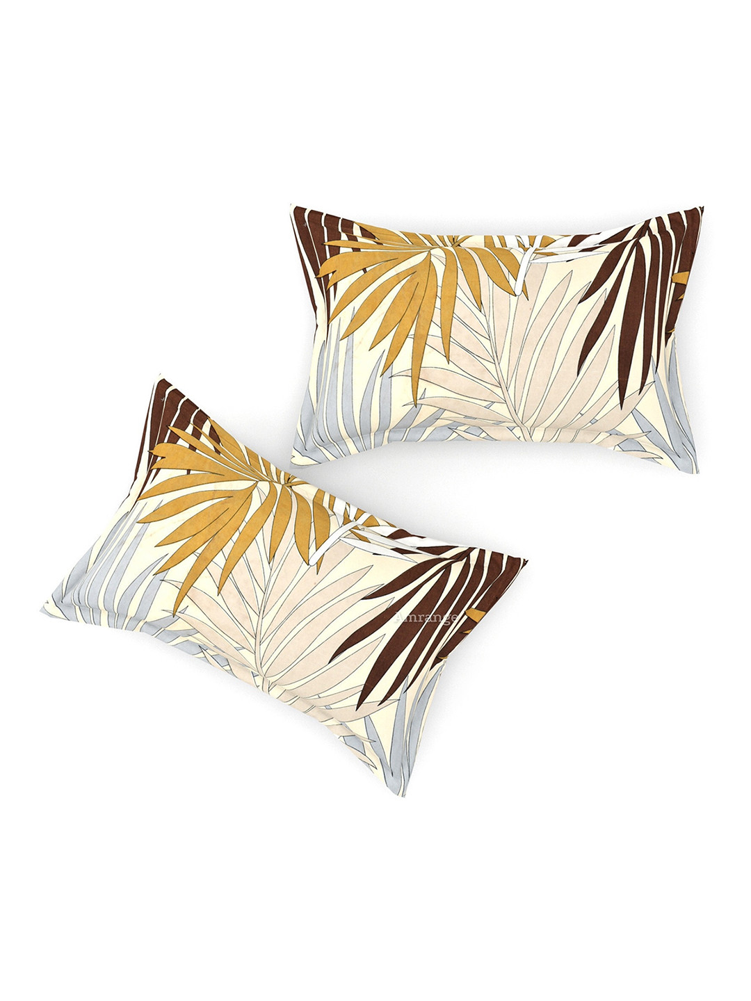 AMRANGE Set of 2 Cream-Coloured Floral Rectangle Cushion Covers