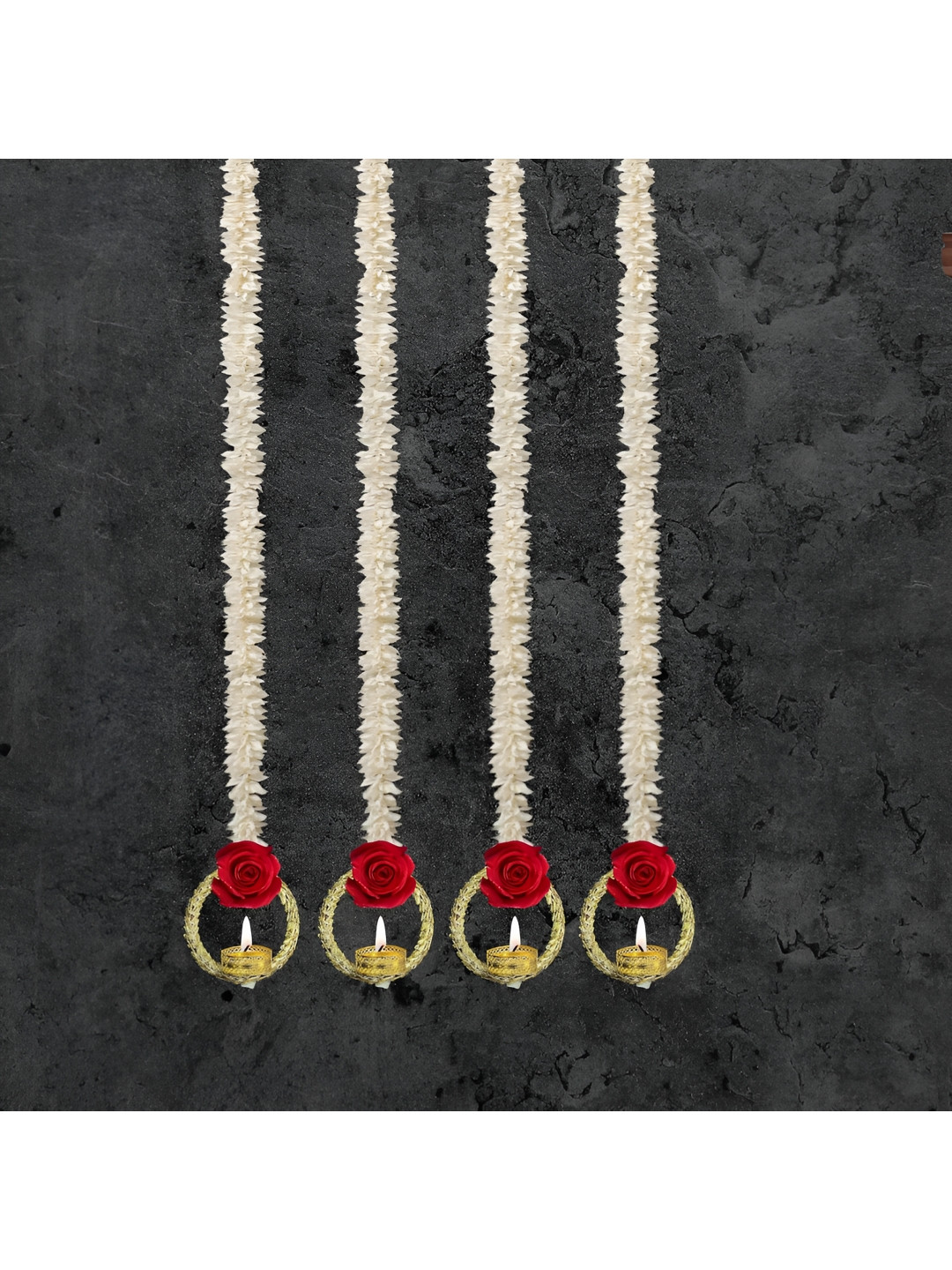 Nutts 6-Pcs Red & White Papergajra Garlands Toran