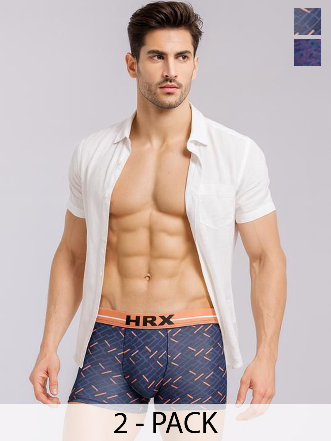 HRX by Hrithik Roshan Pack Of 2 Printed Trunks RE-HTO-PV-PRINT-101-105-S-Orange/Purple