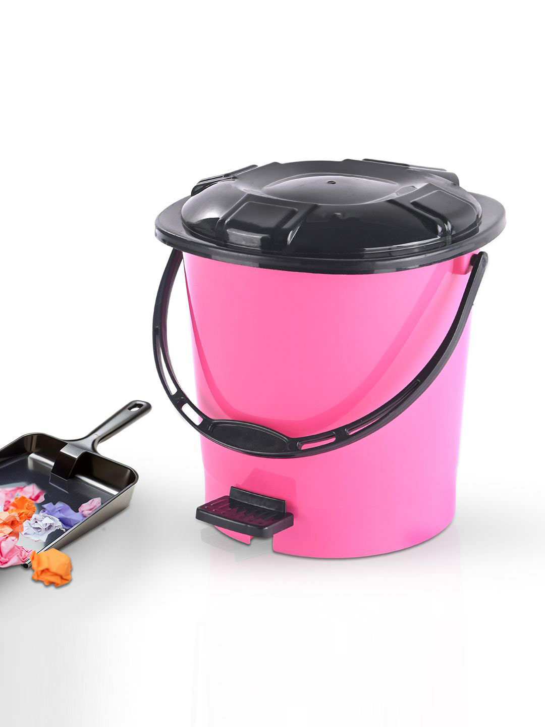 Kuber IndustriesPink & Black 1 Pieces One Tab Pedal Dustbin 7L