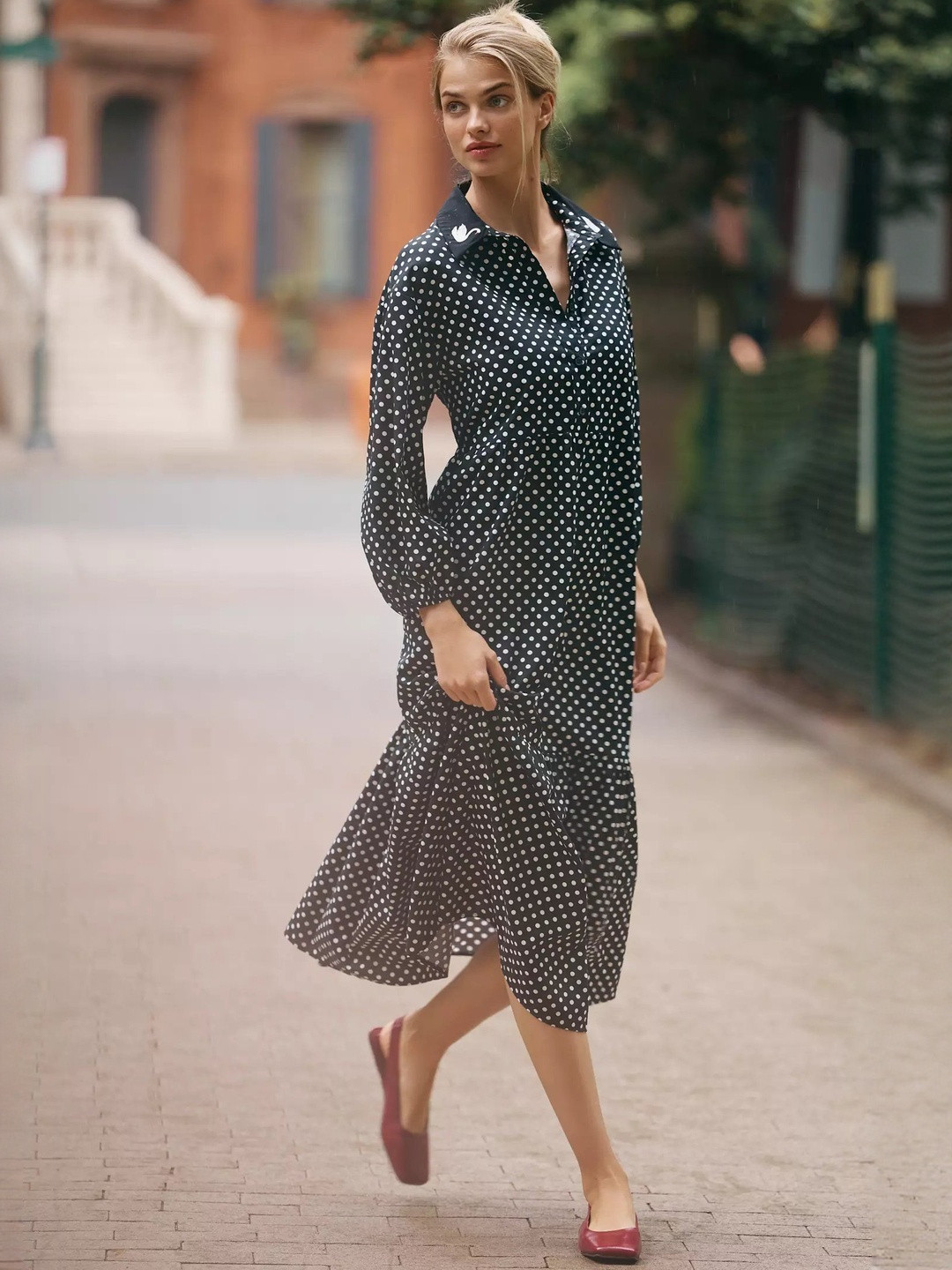 R.Code by The Roadster Life Co. Polka Dot Printed Fit & Flare Maxi Dress