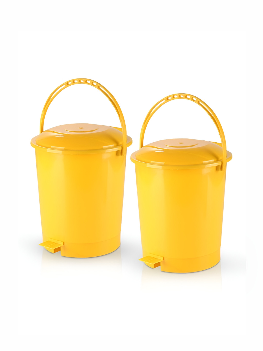 Aura Yellow 2 Pieces One Tab Pedal Dustbins 10L