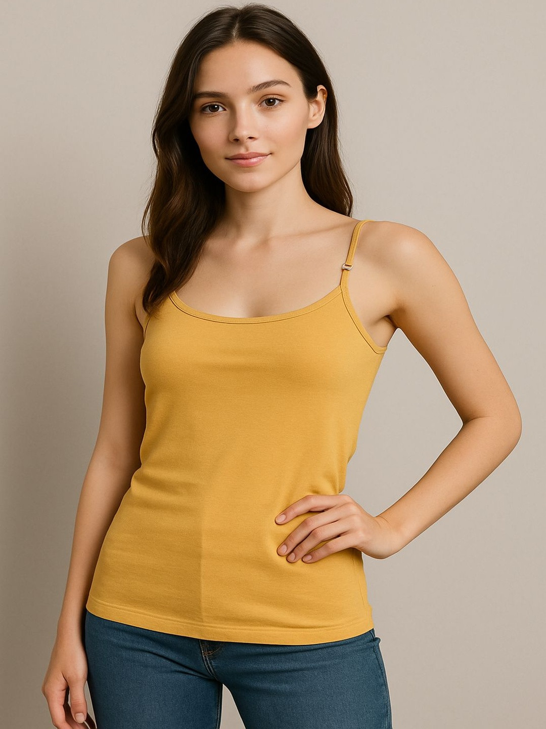 Cortica Women Tan Cotton Camisole for Daily & Sleep Wear