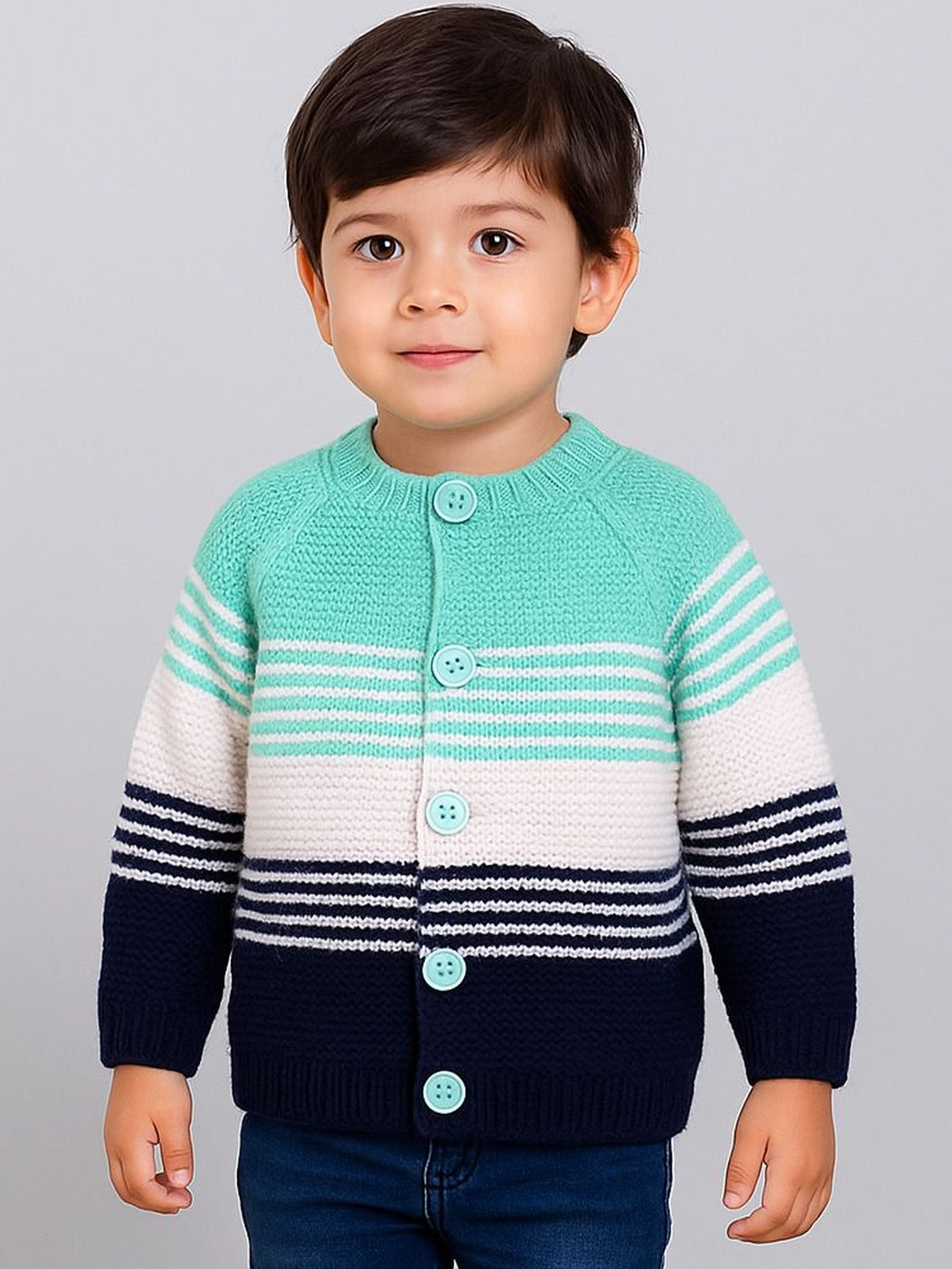 Mmaisha Unisex Kids Multicolor Wool Striped Sweater