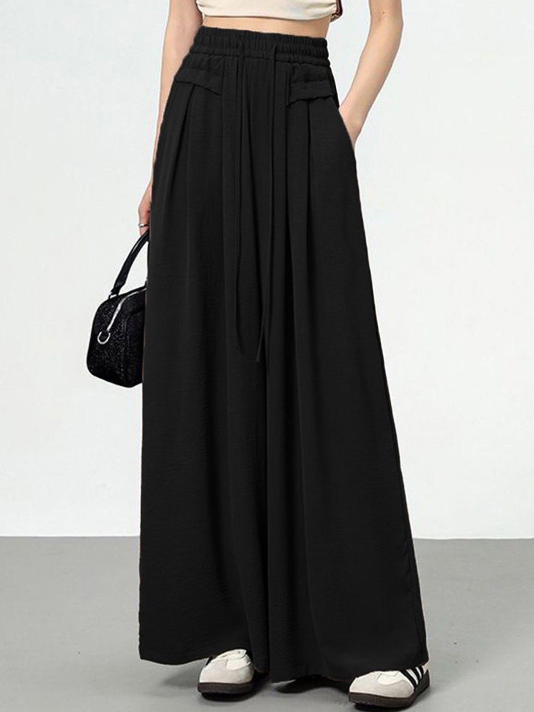 Kotty Women Loose Fit High-Rise Easy Wash Pleated Trousers