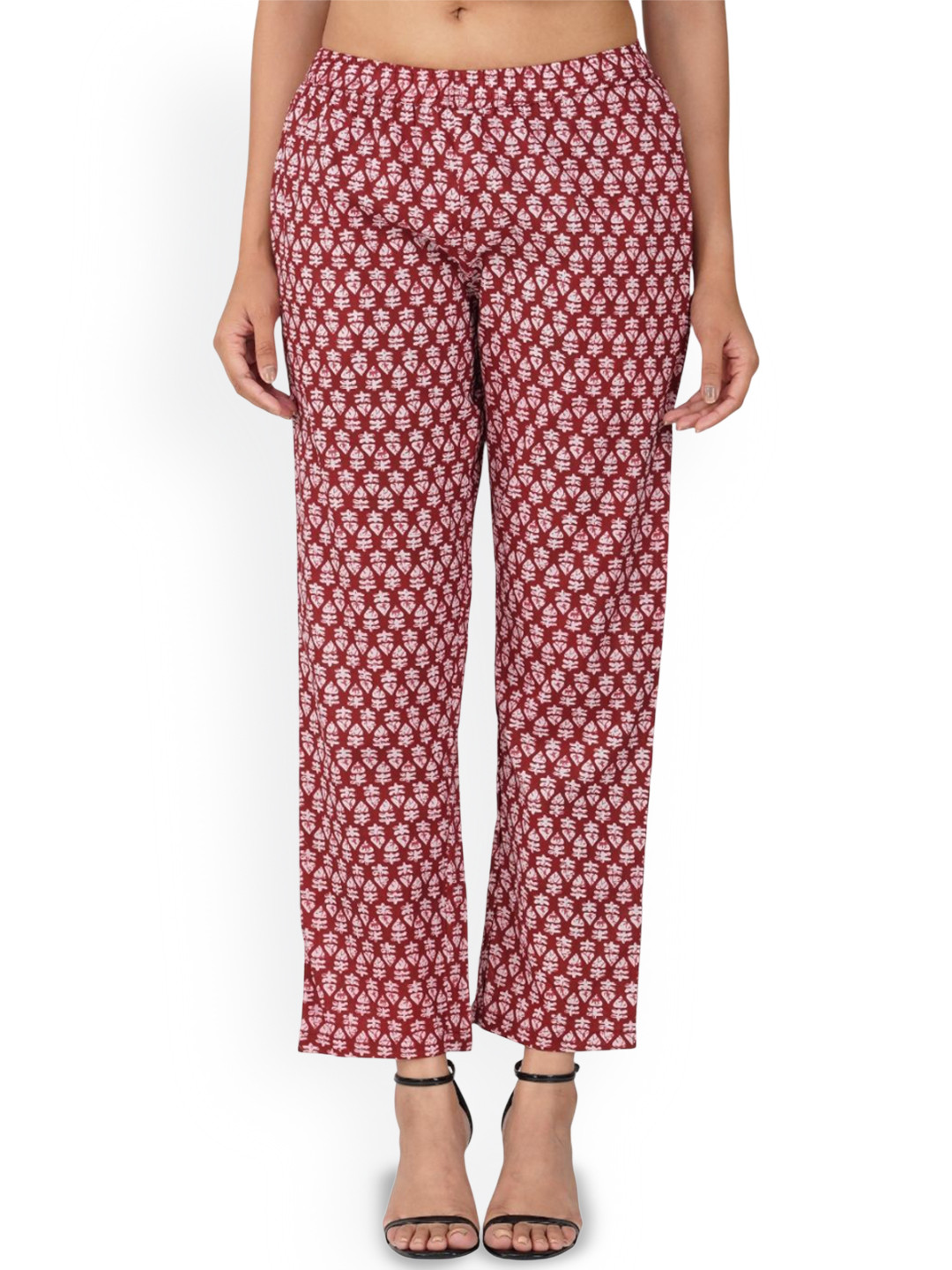 30 Looks Women Ethnic Motifs Printed Regular Fit Cotton Easy Wash Regular Trousers