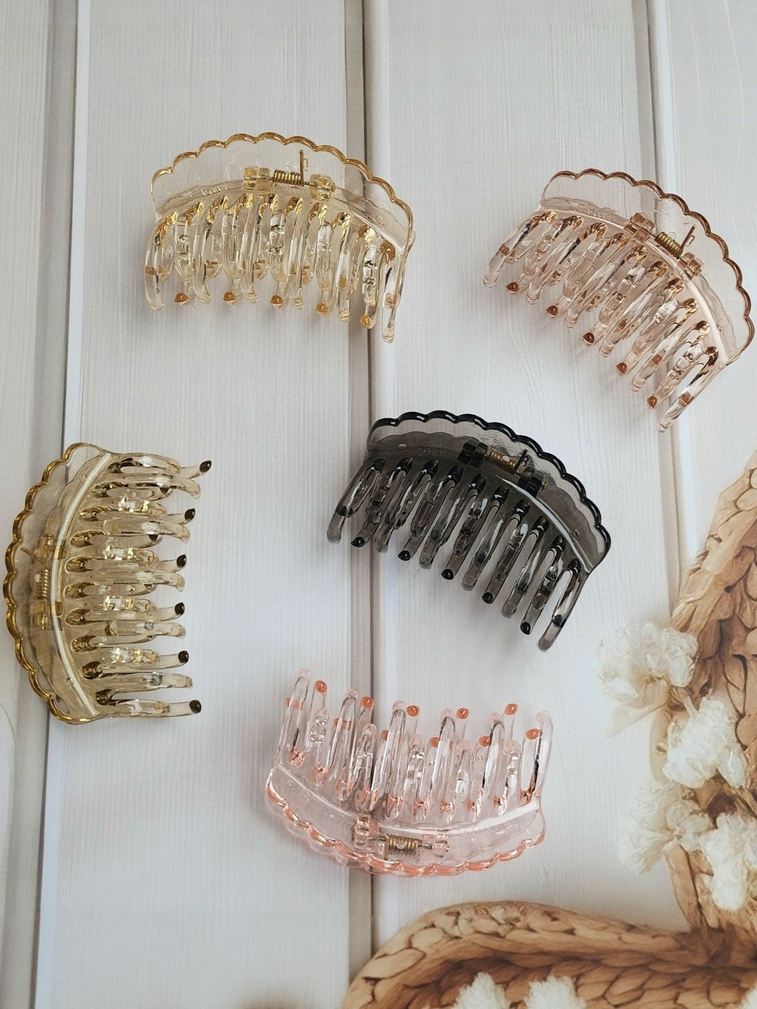 DIVASTRI Women Set of 5  Neutral Tones Claw Clip