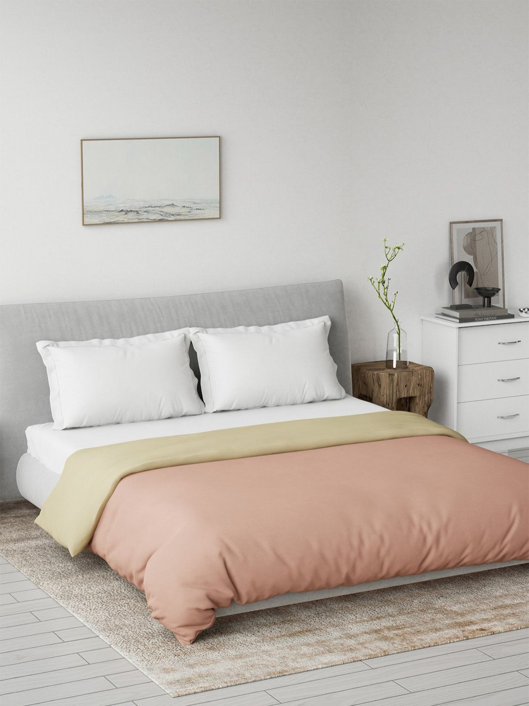 DDecor Spectrum Pink & Beige Reversible AC Room 180 GSM Cotton Double Bed Quilt