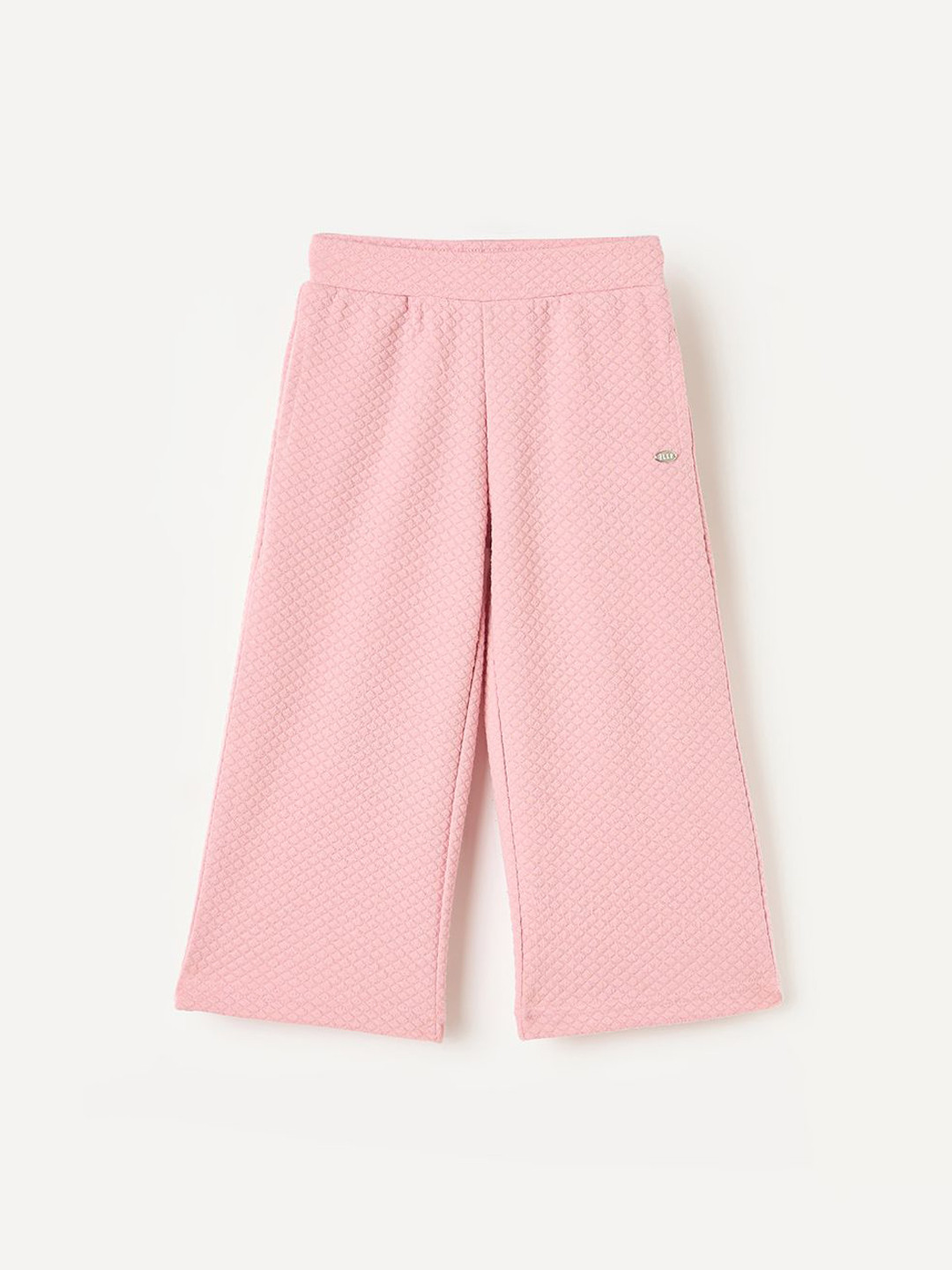 ELLE Girls Textured Mid-Rise Flared Box Pleat Trousers