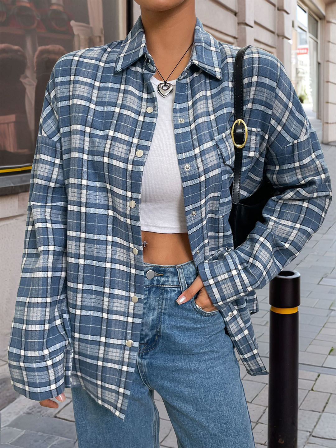 StyleCast x Revolte Blue Gingham Checks Regular Fit Casual Shirt