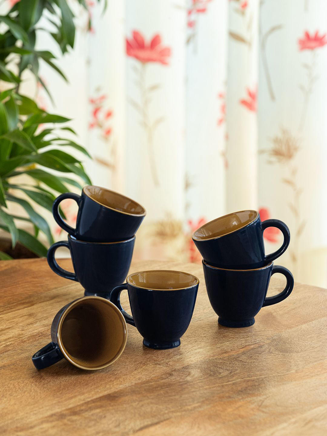 ExclusiveLane 'Mariana Blues' Blue & Brown Set Of 6 Cups & Mugs