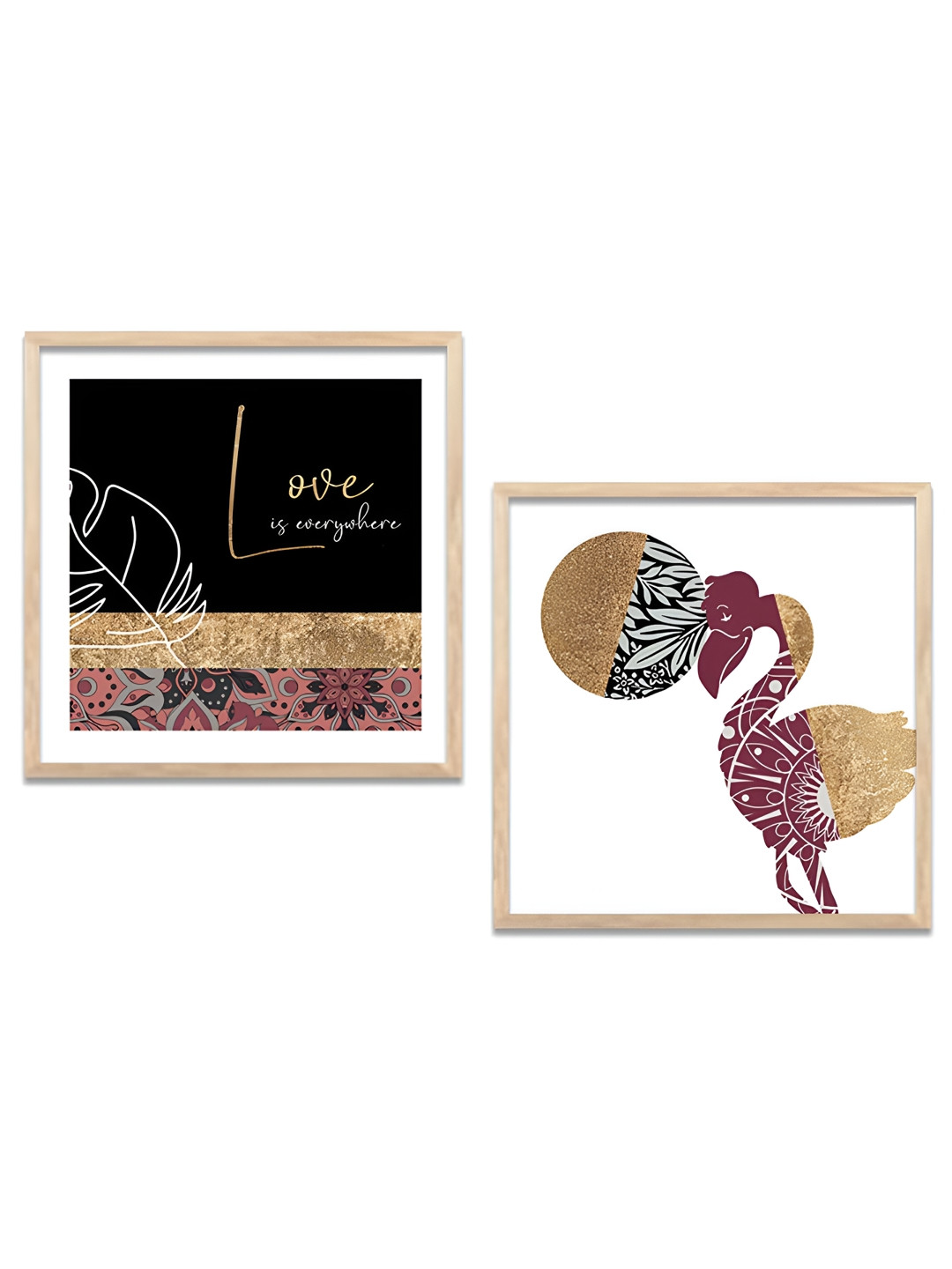 Kotart White & Black 2 Pieces Modern Wooden Square Wall Arts