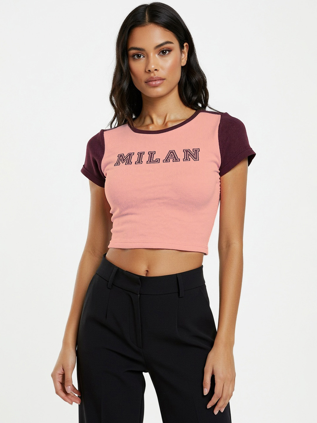 glitchez Typography Printed Cropped Tshirt