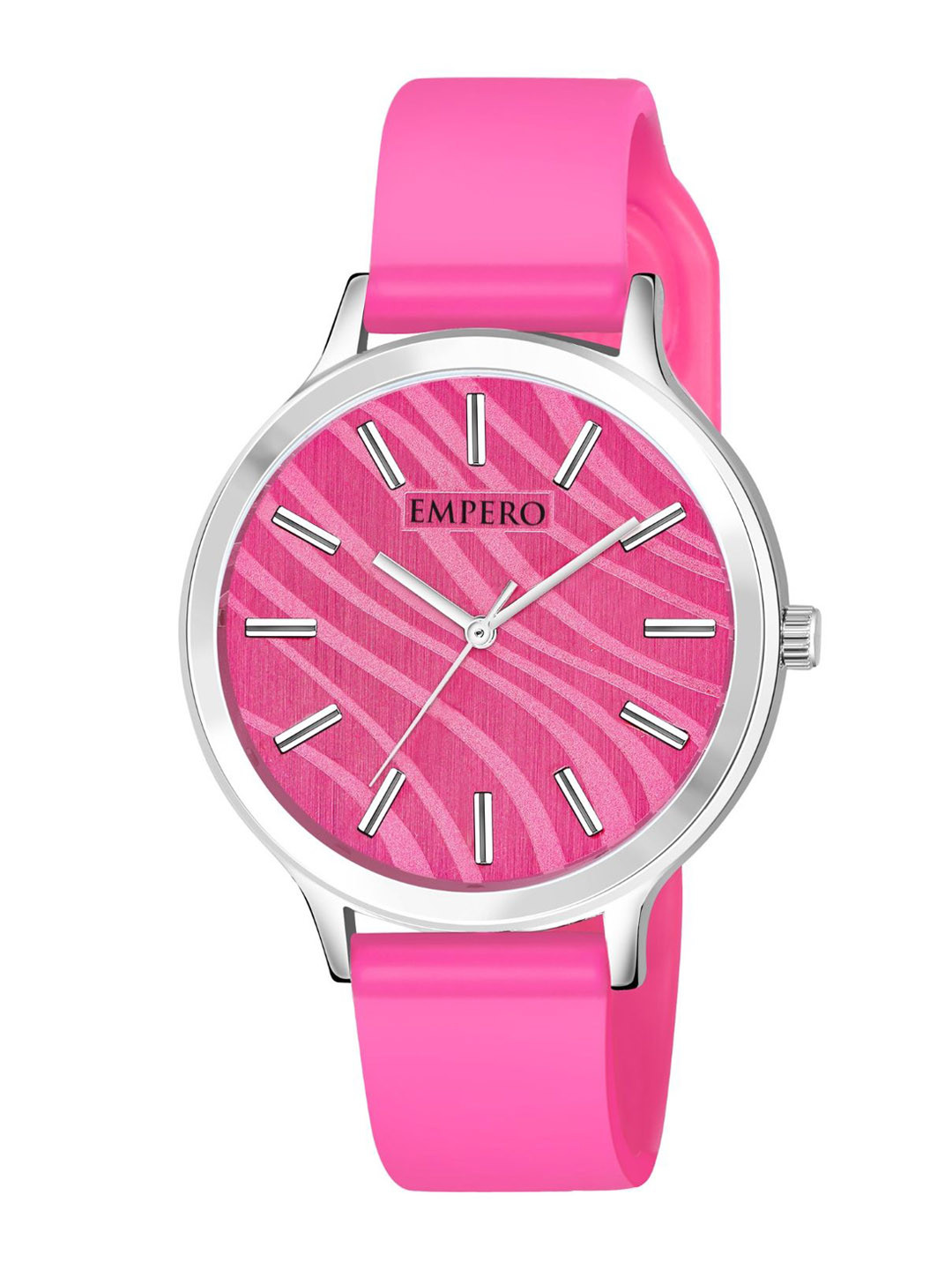 EMPERO Women Brass Printed Dial & Straps Analogue Watch EAB68 Dark Pink Silicone