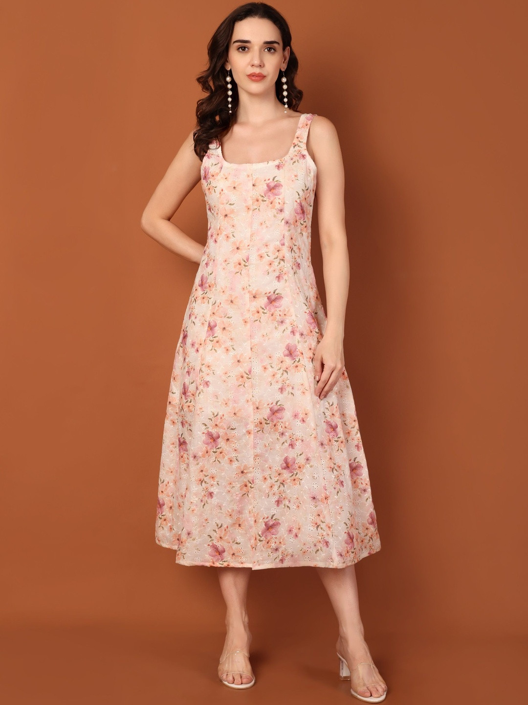 all about you Women Floral Printed Gathered or Pleated A-Line Midi Dresses