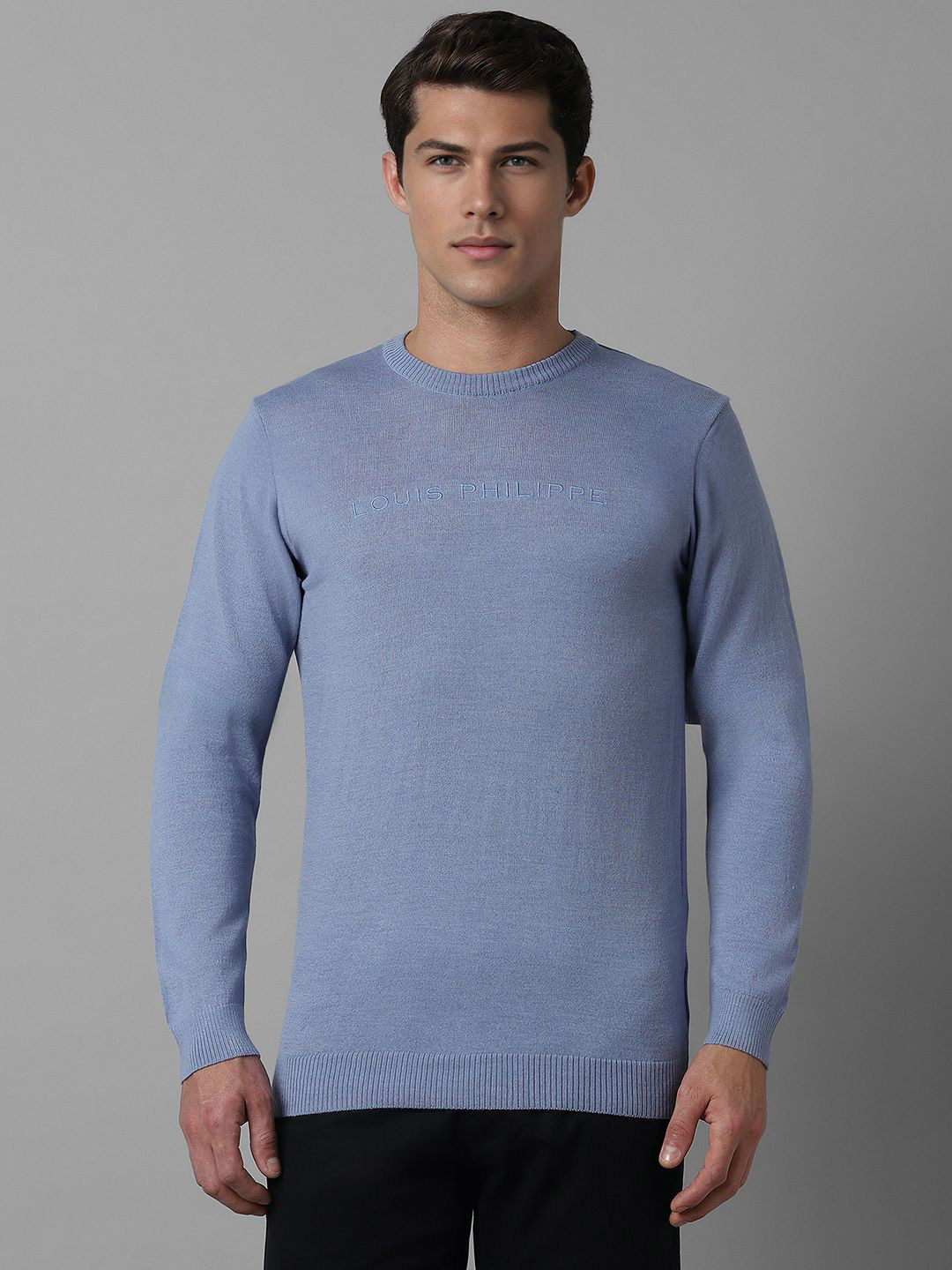 Louis Philippe Crew Neck Full Sleeves Pullover Sweater