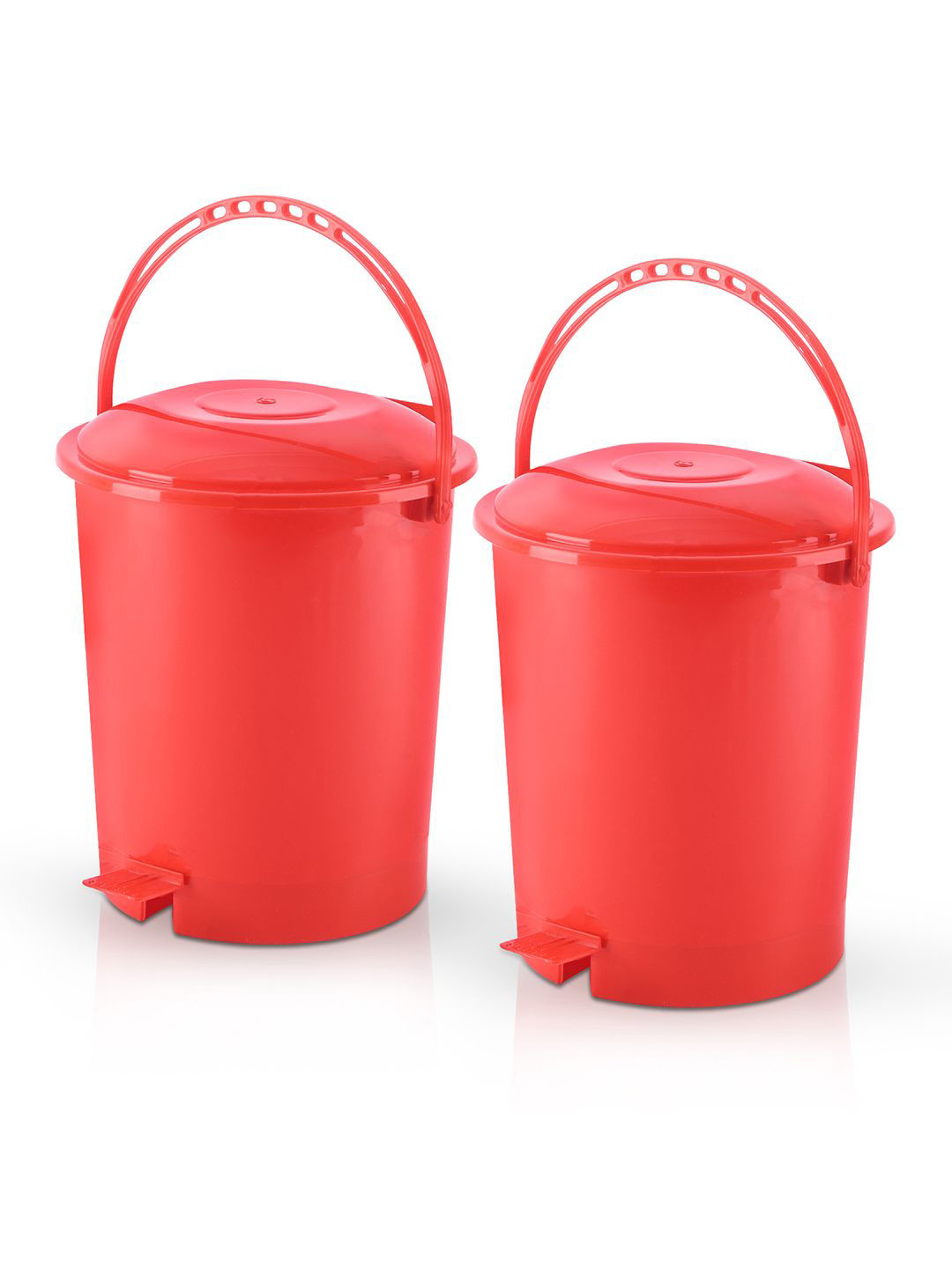 Kuber Industries Red 2 Pieces One Tab Pedal Dustbin 10L