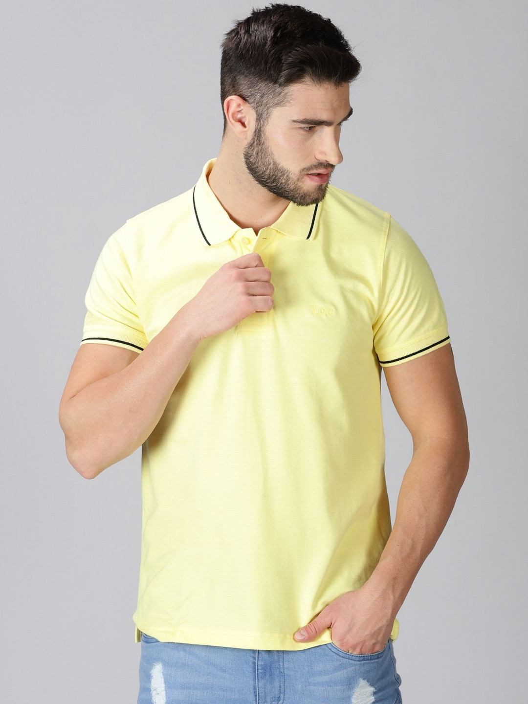 Y.O.U Polo Collar Pure Cotton Bio Finish T-shirt