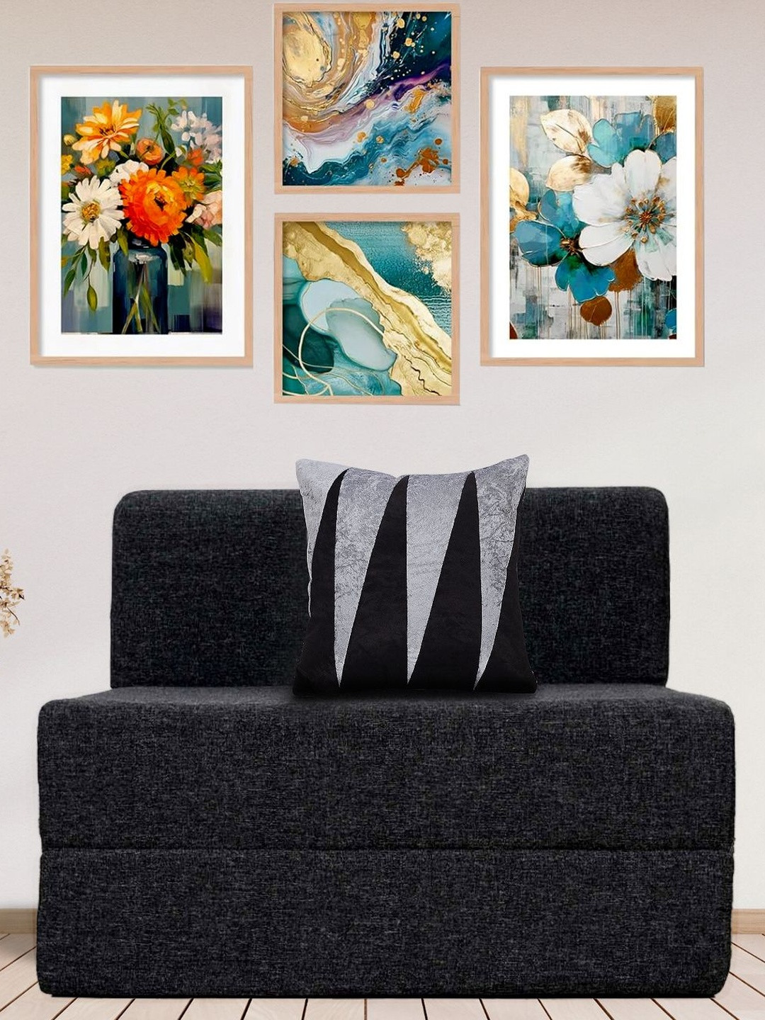 Clex Black Lightweight Versatile Sofa Cum Bed