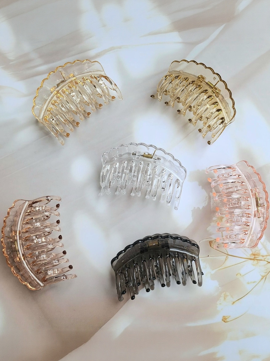 DIVASTRI Women Pack of 6 Transparent Glossy Finish Claw Clip Set