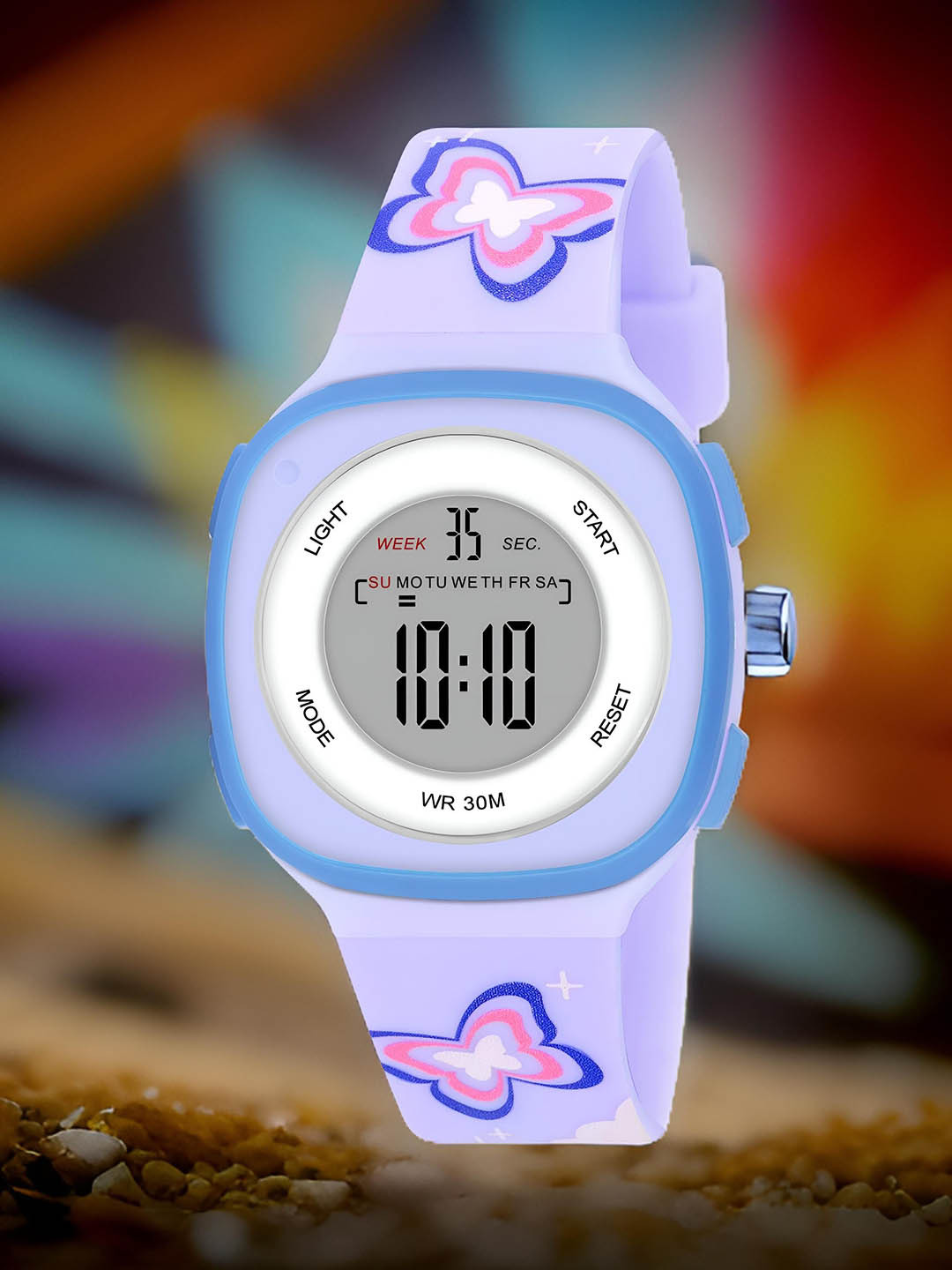 Otage  Dial & Textured Straps Digital Multi Function Water Resist Watch 2207-Square-Purple