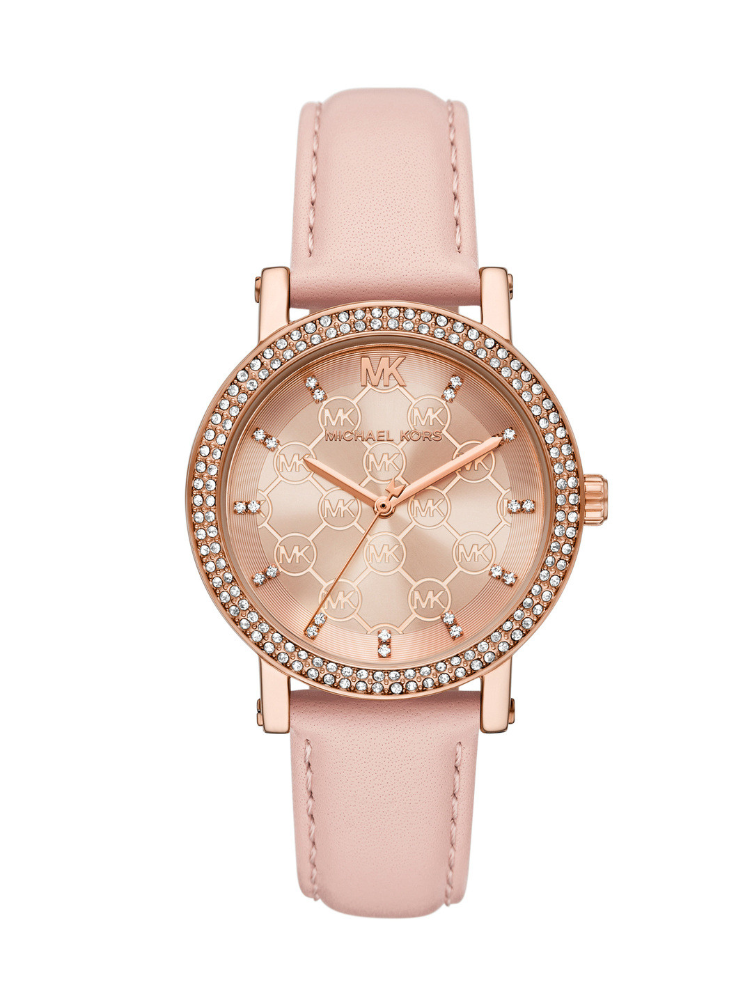 Michael Kors Women Corey Embellished Leather Straps Analogue Watch MK7552I