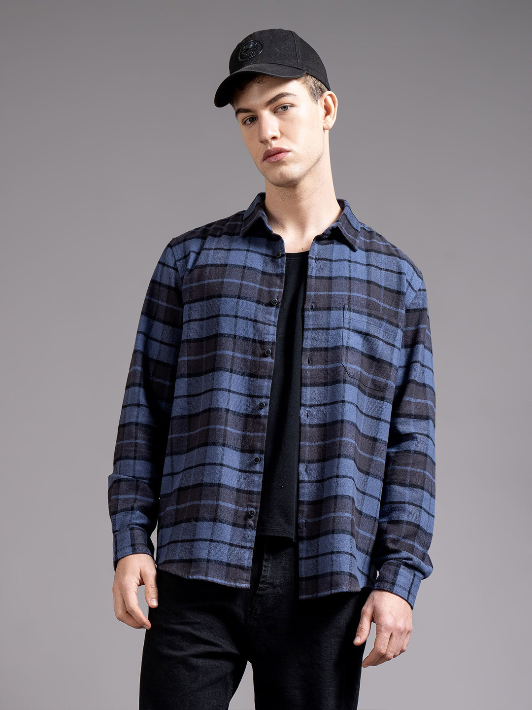 British Club Smart Slim Fit Checked Shirt Collar Pure Cotton Casual Shirt