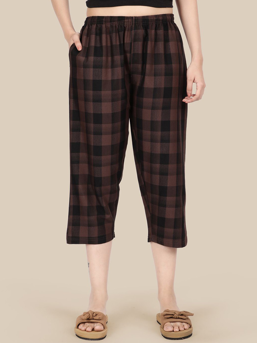 Esplendido Women Checked Cotton Lounge Pants