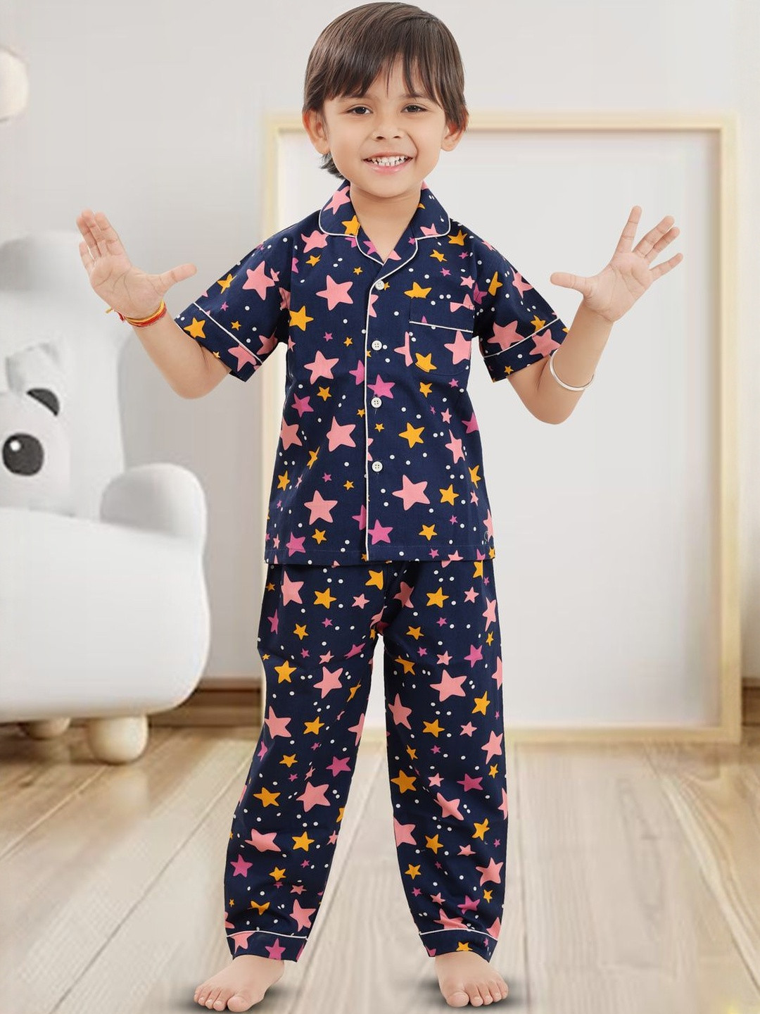 BABY CLOSET Unisex Kids Stars Printed Night suit