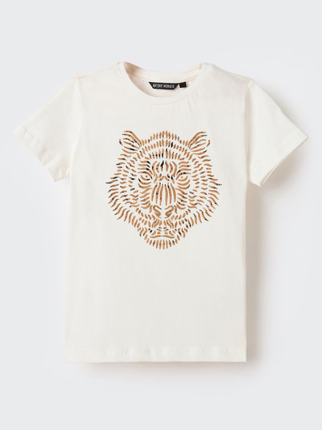 Antony Morato Boys Tiger Printed Round Neck Pure Cotton T-shirt