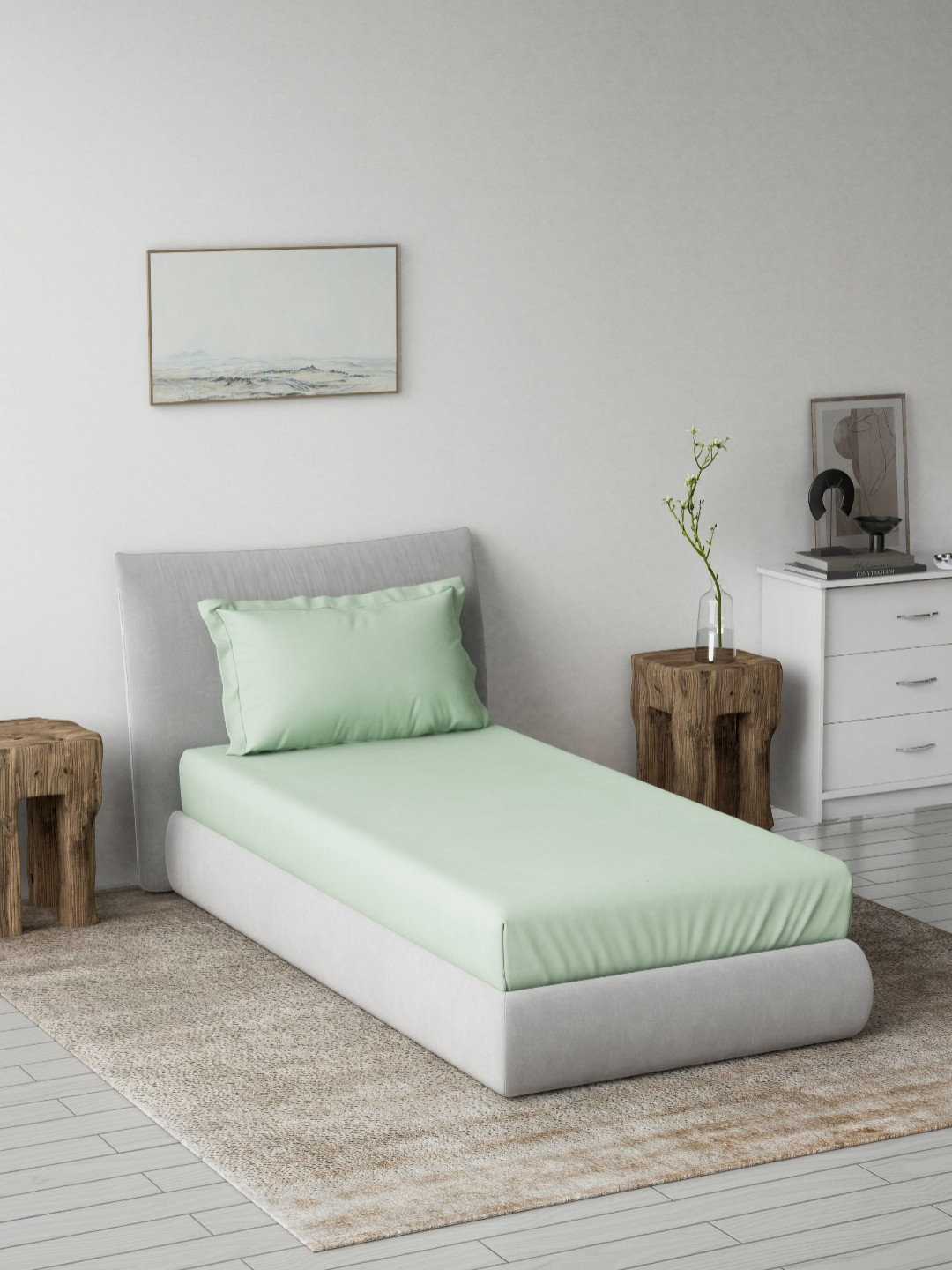 DDecor Green 180 TC Pure Cotton Single Bedsheet - 1.52 M X 2.24 M