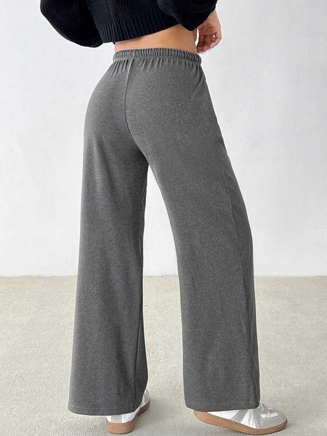 SZN Women Charcoal Loose Fit Wide Leg Trousers