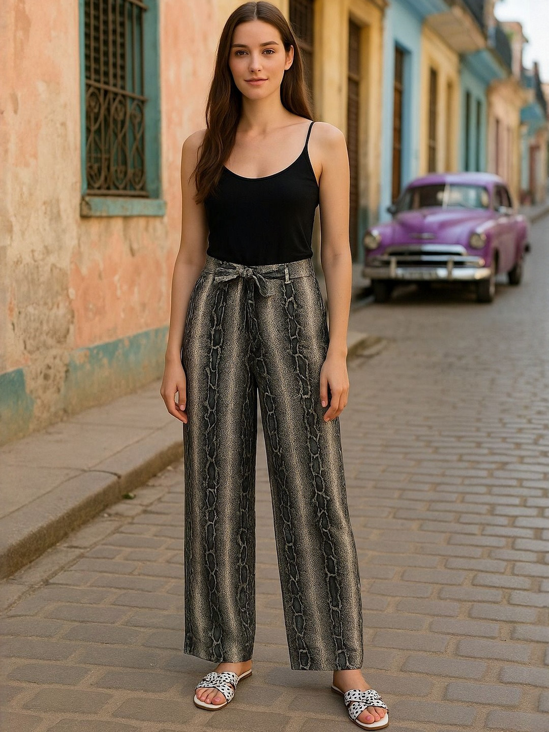 CORSICA Women Green Wide Leg  Trousers