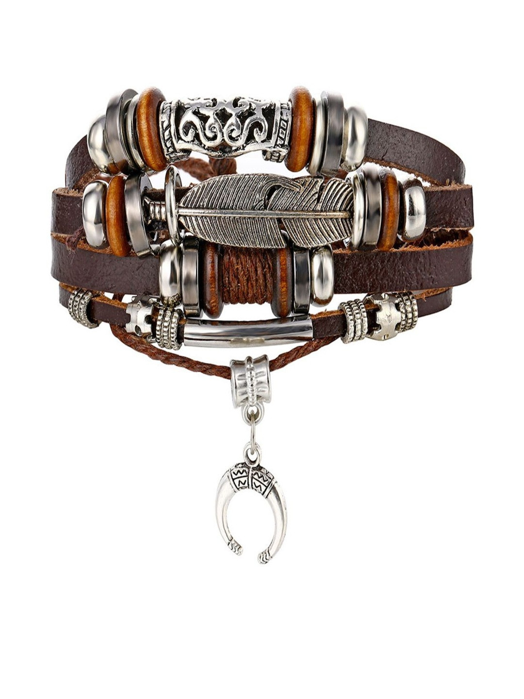 SAPRAA TRENDS Men Silver-Plated Fabric Bracelet