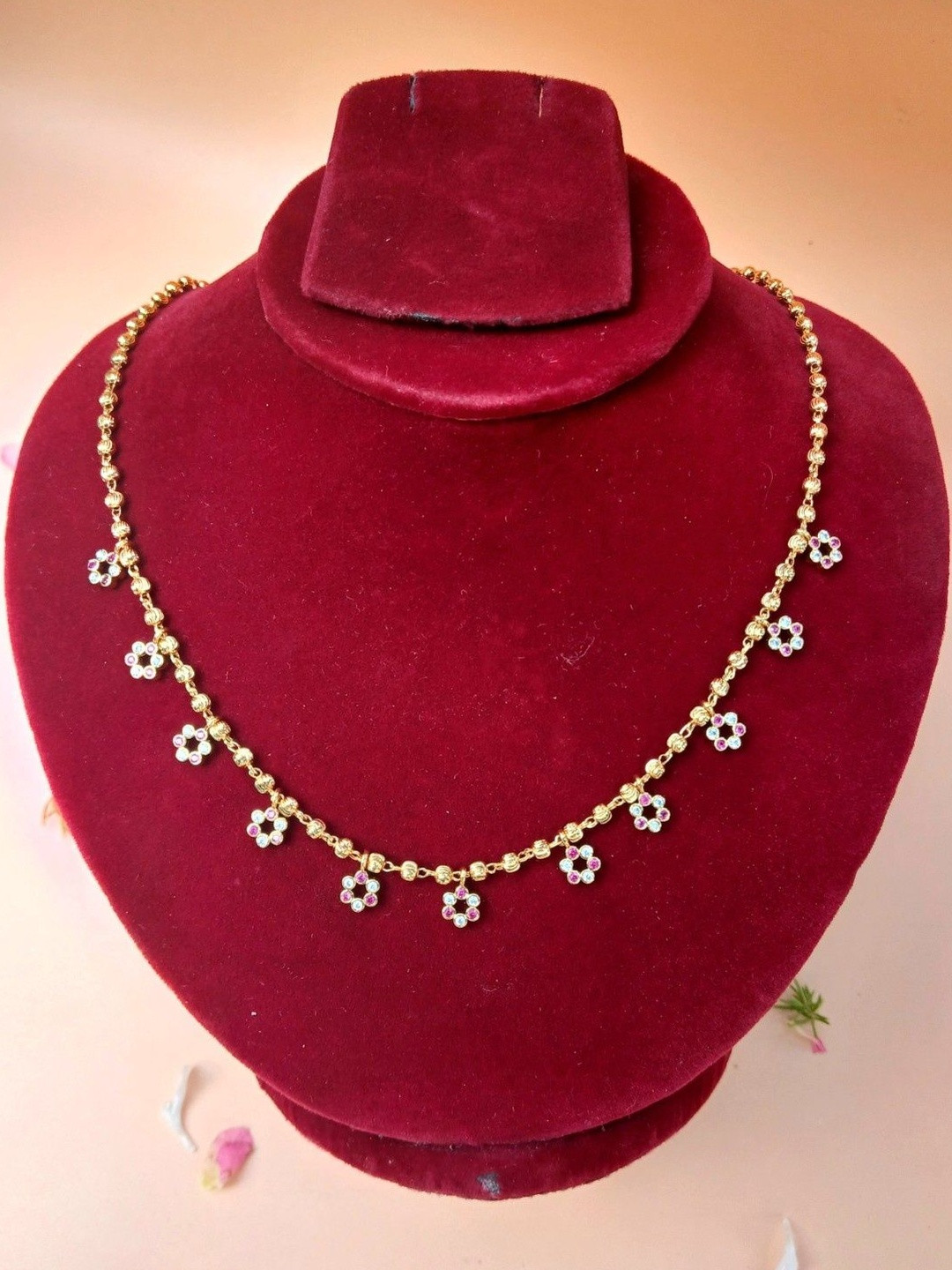 Sri devi pealrs & fashions Gold-Plated Cubic Zirconia Copper Necklace