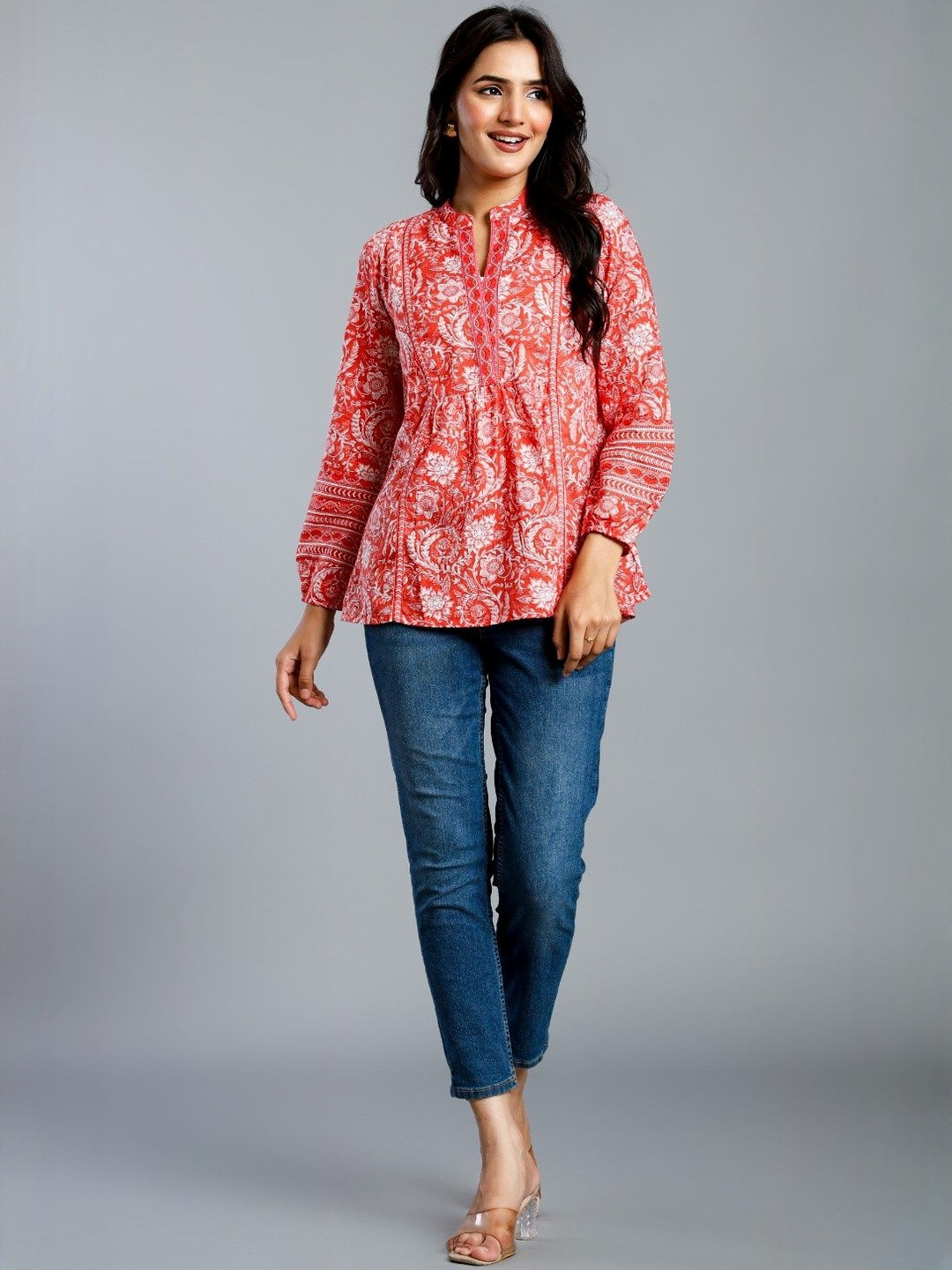 Roadster Women Pink Printed Cotton Tops