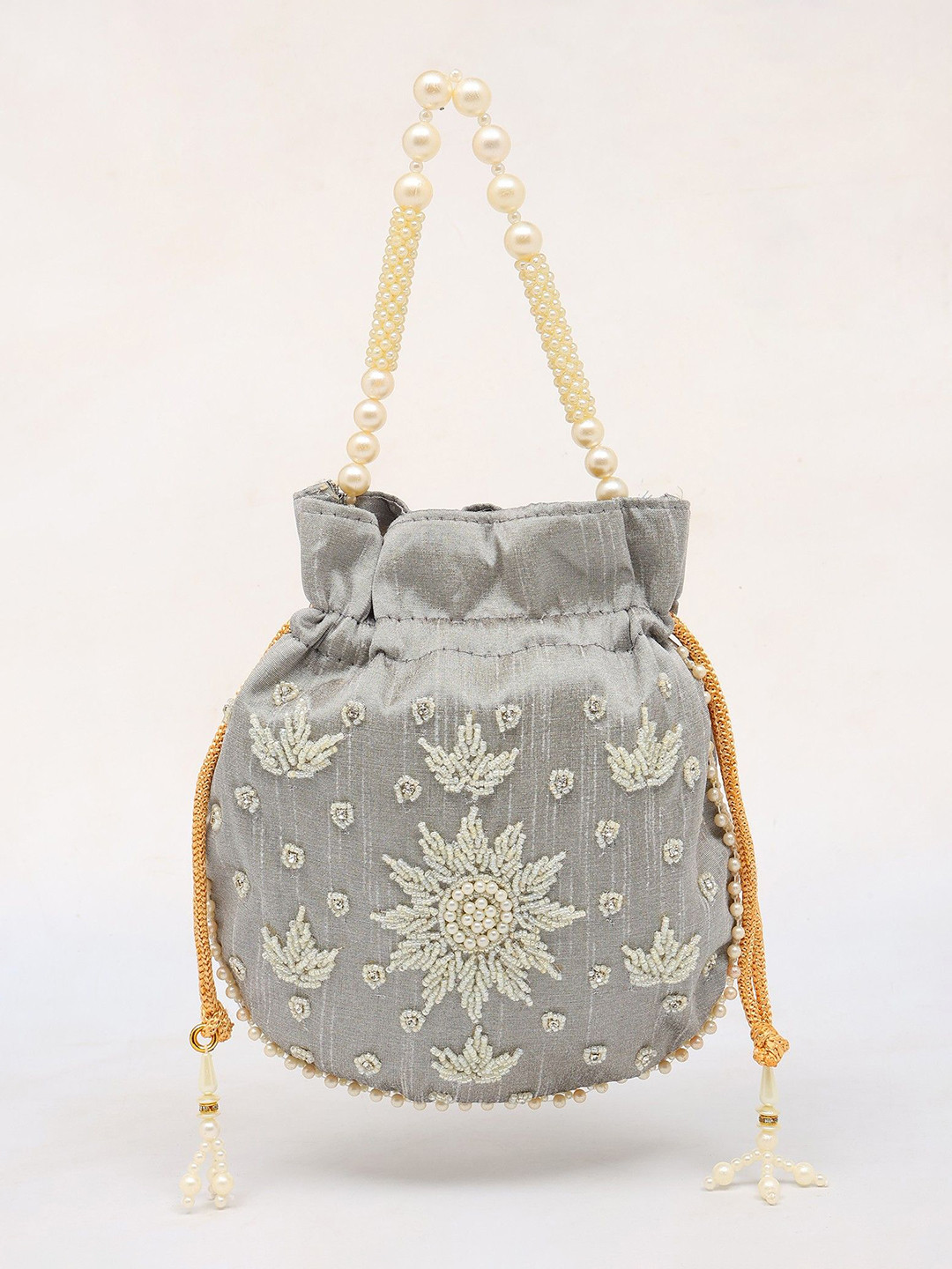 Exotic India Embroidered Silk Potli Clutch