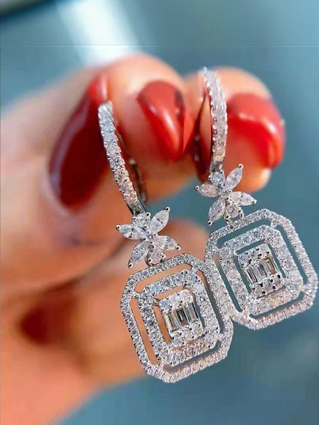 MODE & MINIMAL Women Silver-Plated Stainless Steel Drop Earrings