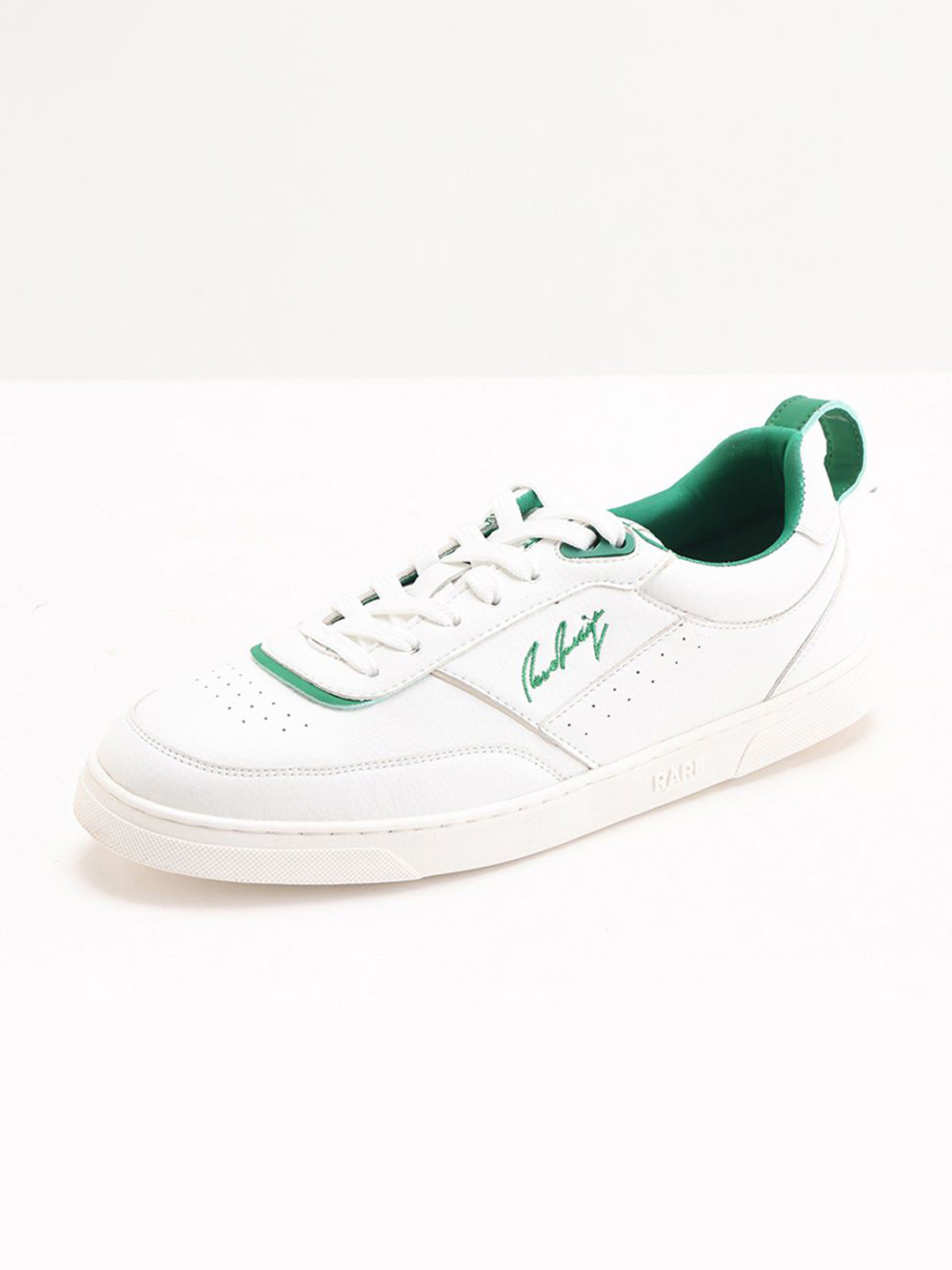 RARE RABBIT Men White And Green Woven Design Lace-Ups Sneakers
