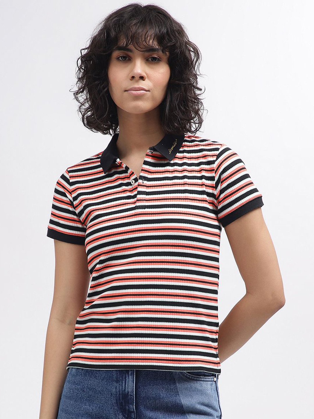 Iconic Striped Polo Collar T-shirt