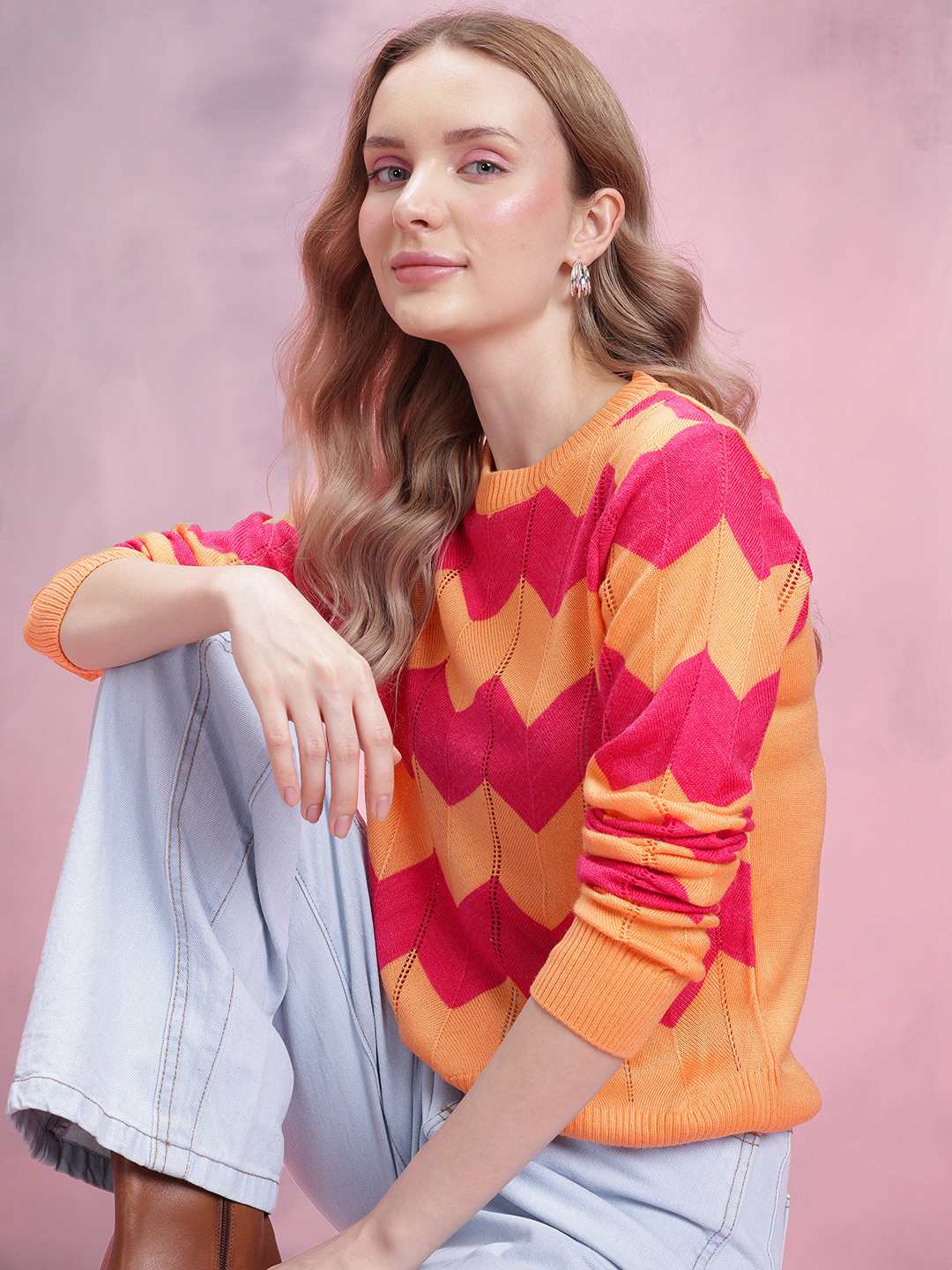 DressBerry Chevron Colourblocked Pullover