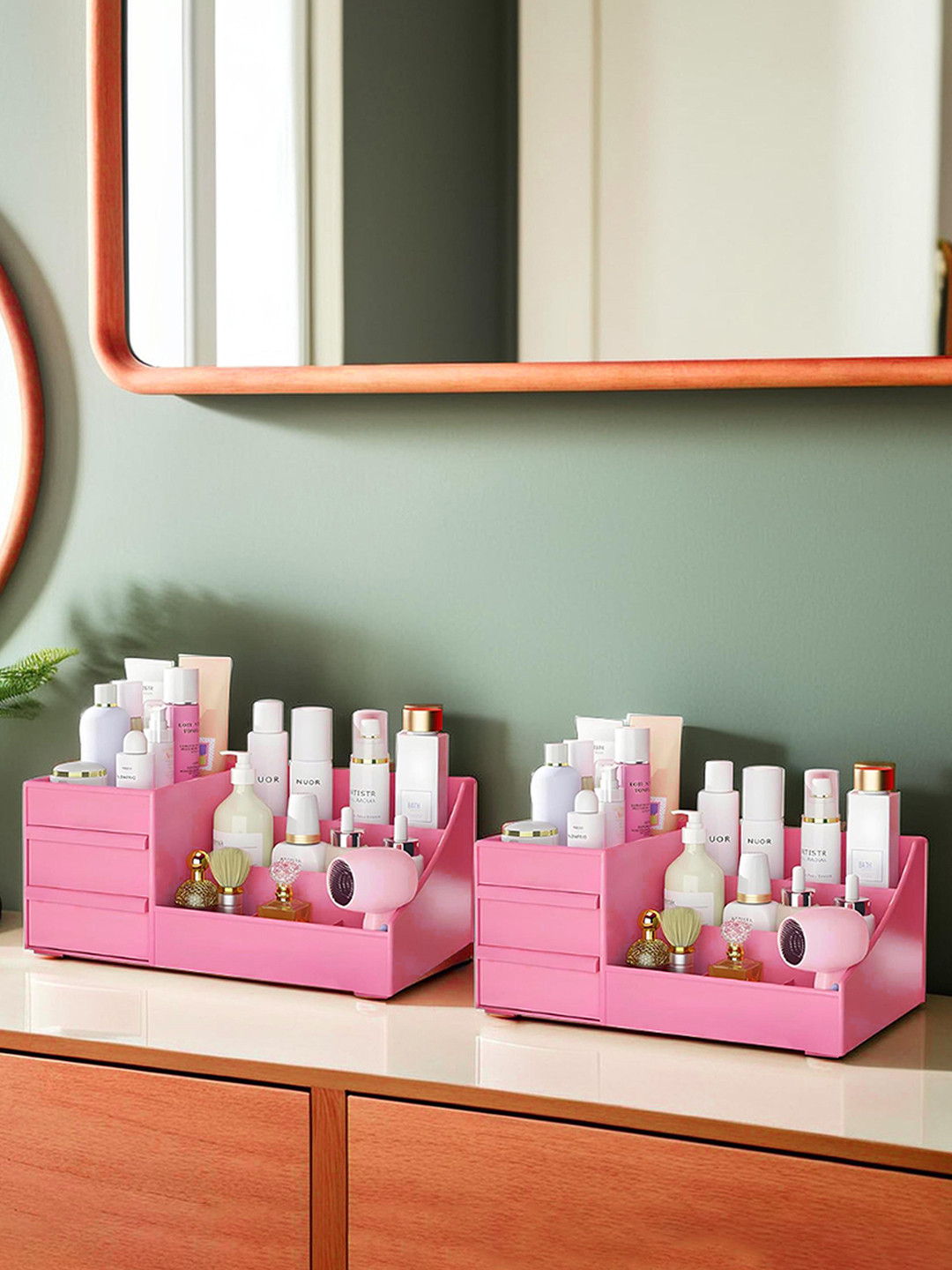 Aura Peach-Coloured Set of 2 Regular Desk Organiser Organisers