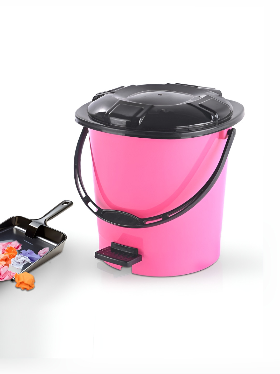 Aura Pink & Black Kitchen Dust Bin - 7 L