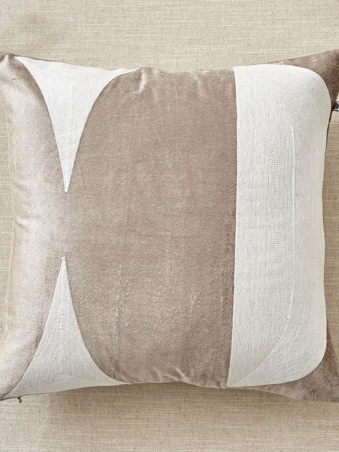 Home Centre Sharon Beige & White Tranquil Embroidered Cushion Cover