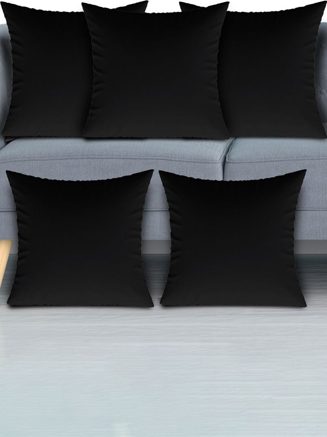 Aura Black 5 Pieces Cotton Square-Shaped Cushion Filler